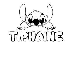 Coloriage prénom TIPHAINE - décor Stitch