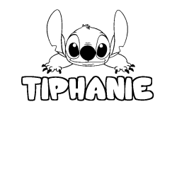 Coloriage prénom TIPHANIE - décor Stitch
