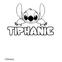 Coloriage pr&eacute;nom TIPHANIE - d&eacute;cor Stitch