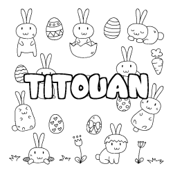 Coloriage pr&eacute;nom TITOUAN - d&eacute;cor Paques
