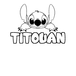 Coloriage prénom TITOUAN - décor Stitch