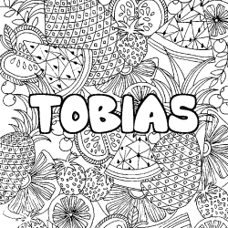 Coloriage pr&eacute;nom TOBIAS - d&eacute;cor Mandala fruits