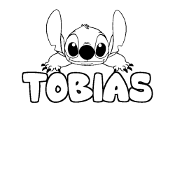 Coloriage prénom TOBIAS - décor Stitch