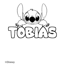 Coloriage pr&eacute;nom TOBIAS - d&eacute;cor Stitch