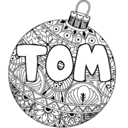 Coloriage prénom TOM - décor Boule de Noël