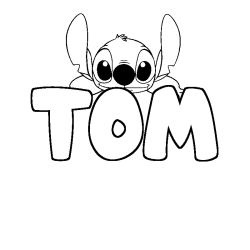 Coloriage prénom TOM - décor Stitch