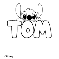 Coloriage pr&eacute;nom TOM - d&eacute;cor Stitch