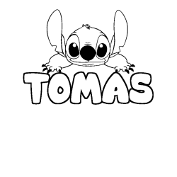 Coloriage prénom TOMAS - décor Stitch