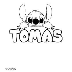 Coloriage pr&eacute;nom TOMAS - d&eacute;cor Stitch