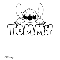 Coloriage pr&eacute;nom TOMMY - d&eacute;cor Stitch