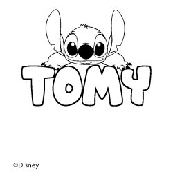 Coloriage pr&eacute;nom TOMY - d&eacute;cor Stitch