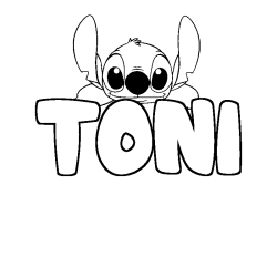 Coloriage prénom TONI - décor Stitch