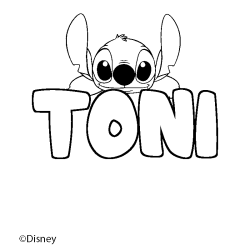 Coloriage pr&eacute;nom TONI - d&eacute;cor Stitch