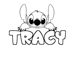 Coloriage prénom TRACY - décor Stitch