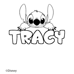 Coloriage pr&eacute;nom TRACY - d&eacute;cor Stitch