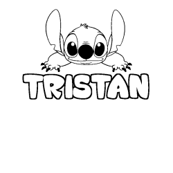 Coloriage prénom TRISTAN - décor Stitch