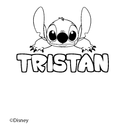 Coloriage pr&eacute;nom TRISTAN - d&eacute;cor Stitch