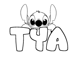 Coloriage prénom TYA - décor Stitch