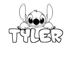 Coloriage prénom TYLER - décor Stitch