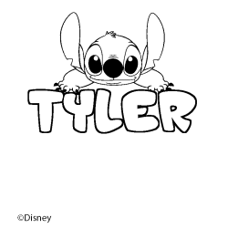 Coloriage pr&eacute;nom TYLER - d&eacute;cor Stitch