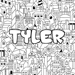 Coloriage prénom TYLER - décor Ville