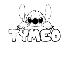 Coloriage prénom TYMEO - décor Stitch