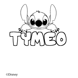 Coloriage pr&eacute;nom TYMEO - d&eacute;cor Stitch
