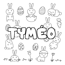 Coloriage pr&eacute;nom TYM&Eacute;O - d&eacute;cor Paques