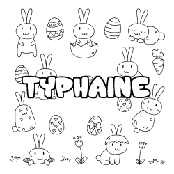 Coloriage pr&eacute;nom TYPHAINE - d&eacute;cor Paques