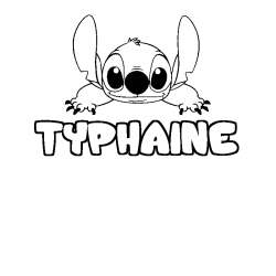 Coloriage prénom TYPHAINE - décor Stitch
