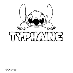 Coloriage pr&eacute;nom TYPHAINE - d&eacute;cor Stitch