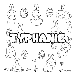 Coloriage pr&eacute;nom TYPHANIE - d&eacute;cor Paques