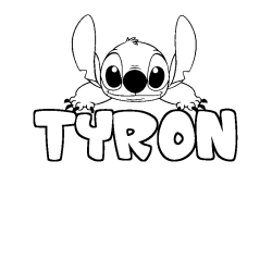 Coloriage prénom TYRON - décor Stitch