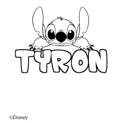 Coloriage pr&eacute;nom TYRON - d&eacute;cor Stitch
