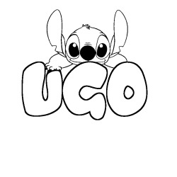 Coloriage prénom UGO - décor Stitch