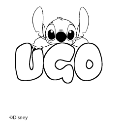 Coloriage pr&eacute;nom UGO - d&eacute;cor Stitch