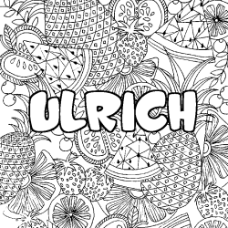 Coloriage pr&eacute;nom ULRICH - d&eacute;cor Mandala fruits