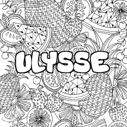 Coloriage pr&eacute;nom ULYSSE - d&eacute;cor Mandala fruits