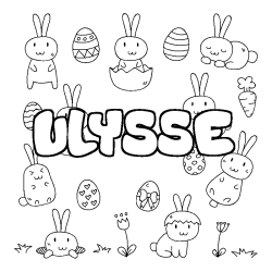 Coloriage pr&eacute;nom ULYSSE - d&eacute;cor Paques