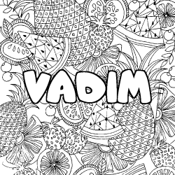 Coloriage prénom VADIM - décor Mandala fruits