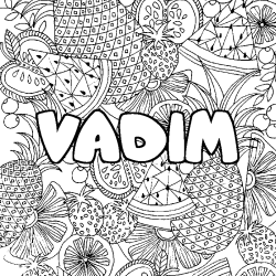 Coloriage pr&eacute;nom VADIM - d&eacute;cor Mandala fruits