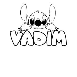 Coloriage prénom VADIM - décor Stitch