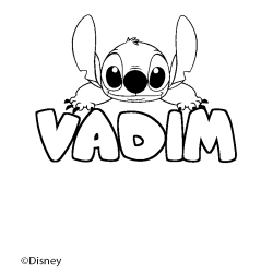 Coloriage pr&eacute;nom VADIM - d&eacute;cor Stitch