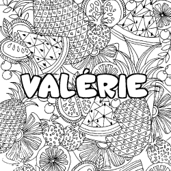 Coloriage prénom VALÉRIE - décor Mandala fruits