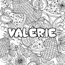 Coloriage pr&eacute;nom VAL&Eacute;RIE - d&eacute;cor Mandala fruits