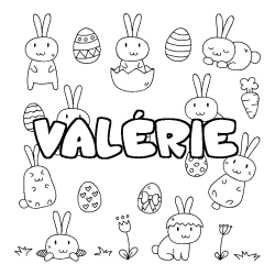 Coloriage pr&eacute;nom VAL&Eacute;RIE - d&eacute;cor Paques