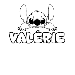 Coloriage prénom VALÉRIE - décor Stitch