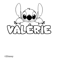 Coloriage pr&eacute;nom VAL&Eacute;RIE - d&eacute;cor Stitch