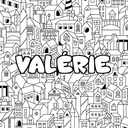 Coloriage pr&eacute;nom VAL&Eacute;RIE - d&eacute;cor Ville