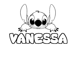 Coloriage prénom VANESSA - décor Stitch